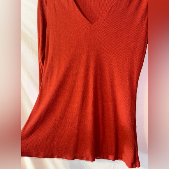 INC International Concepts Red V-Neck Blouse - Picture 4 of 8